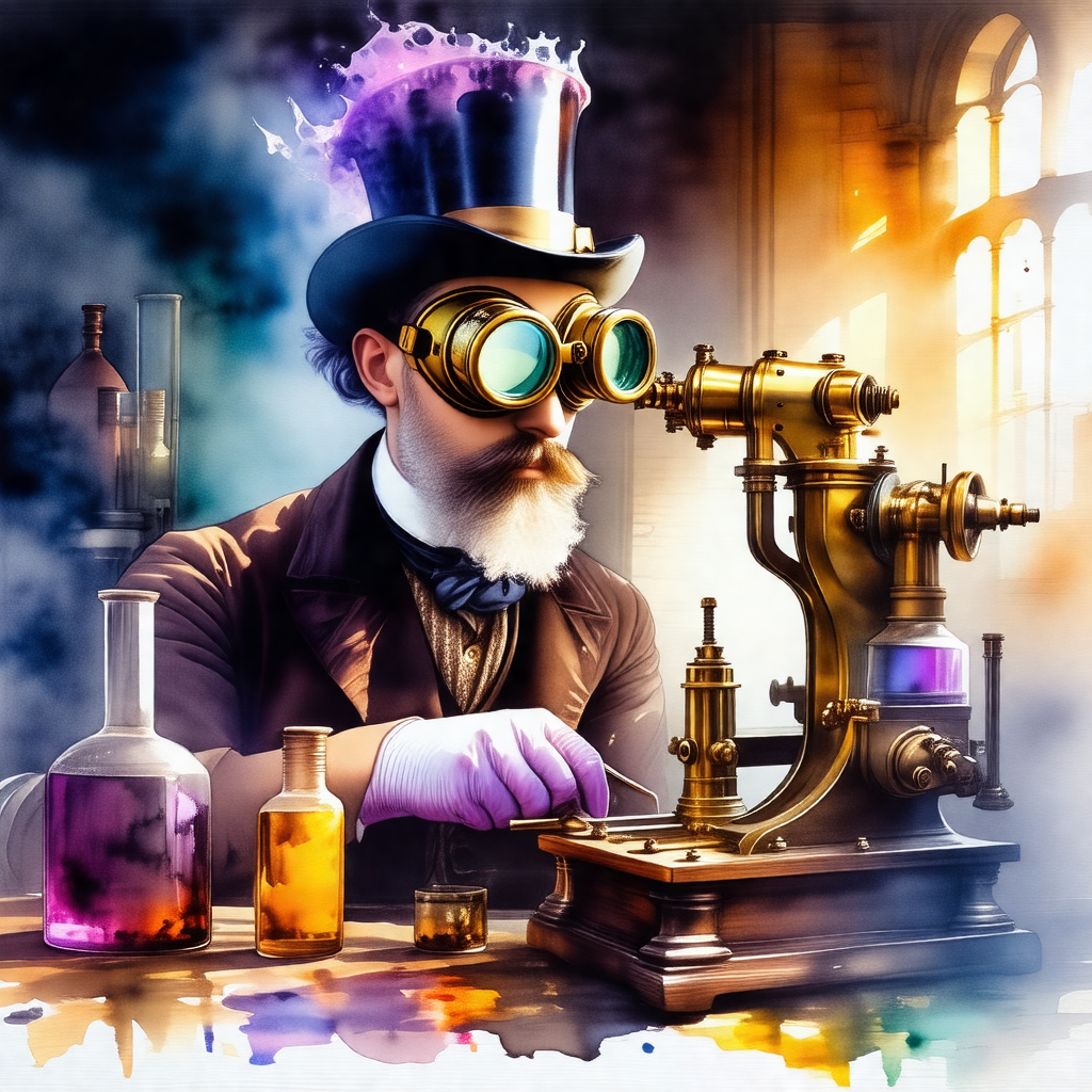 Man wearing a top hat and glasses, standing in front of a...