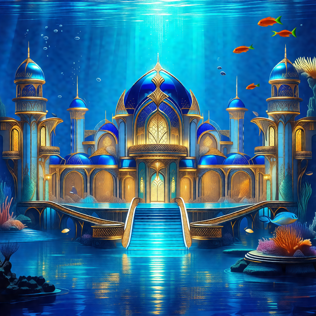 Beautiful underwater palace, complete with a staircase le...