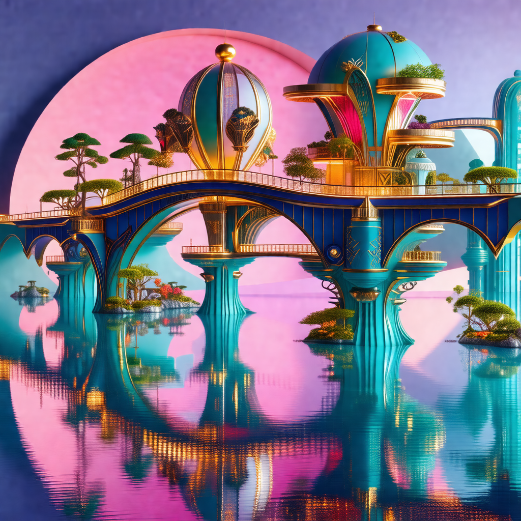 Colorful and imaginative depiction of a city floating on ...