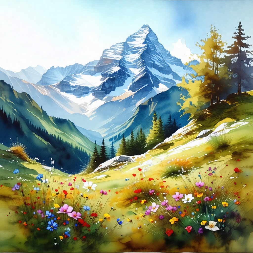 Beautiful mountain landscape with a large mountain in the...