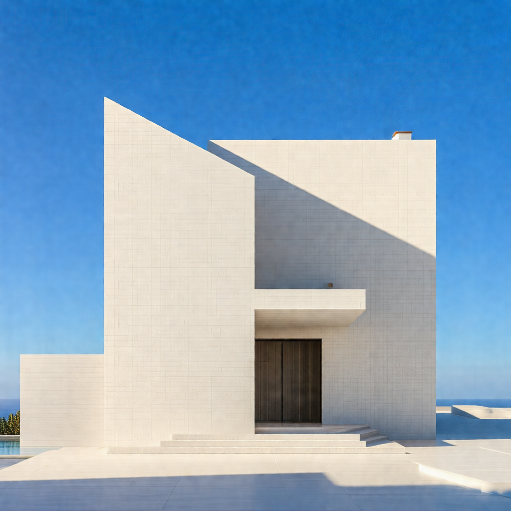 Large, white building with a unique design