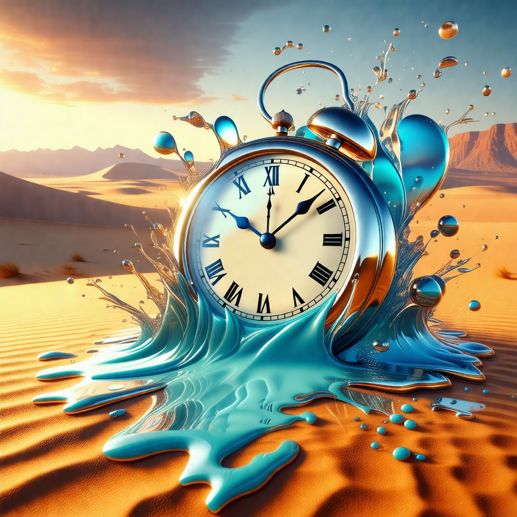Clock that is falling into a pool of water