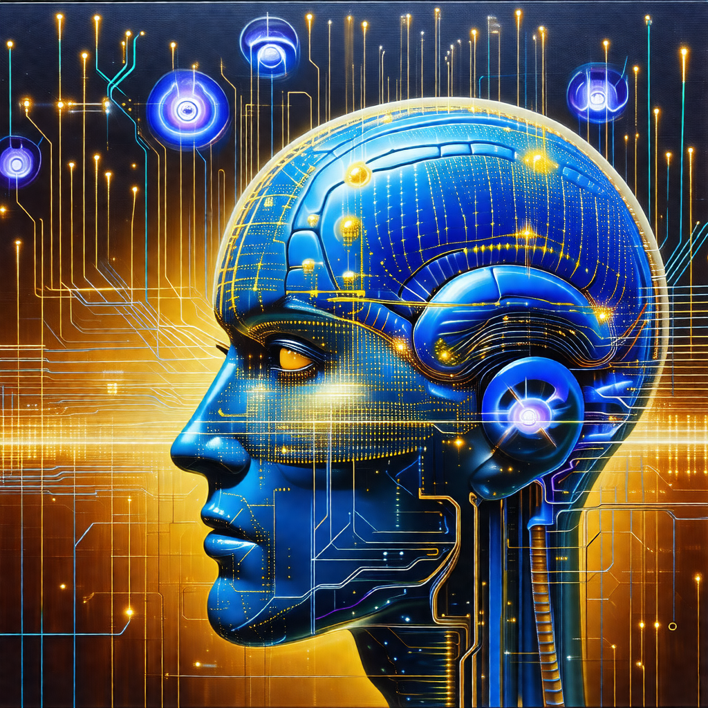 Close-up of a human head, with a blue and yellow color sc...