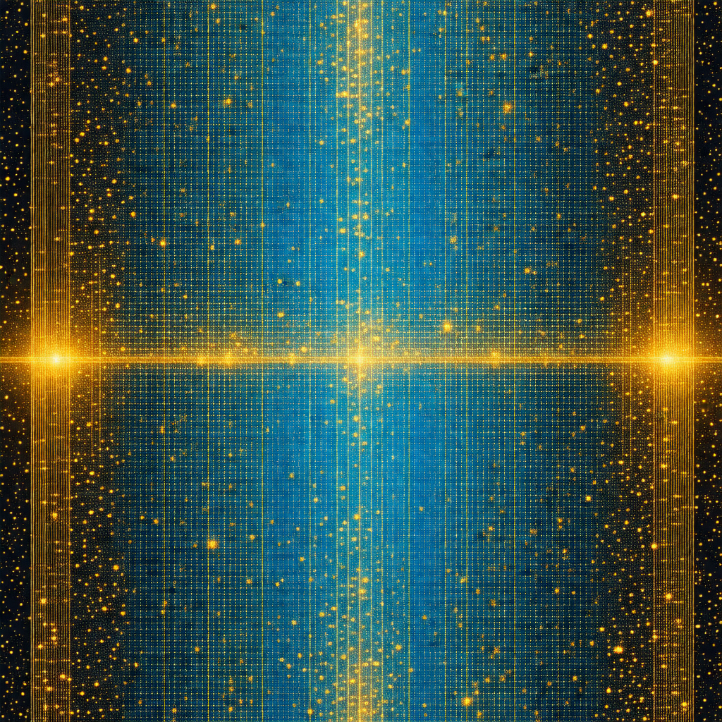 Blue and yellow grid pattern, which appears to be a compu...
