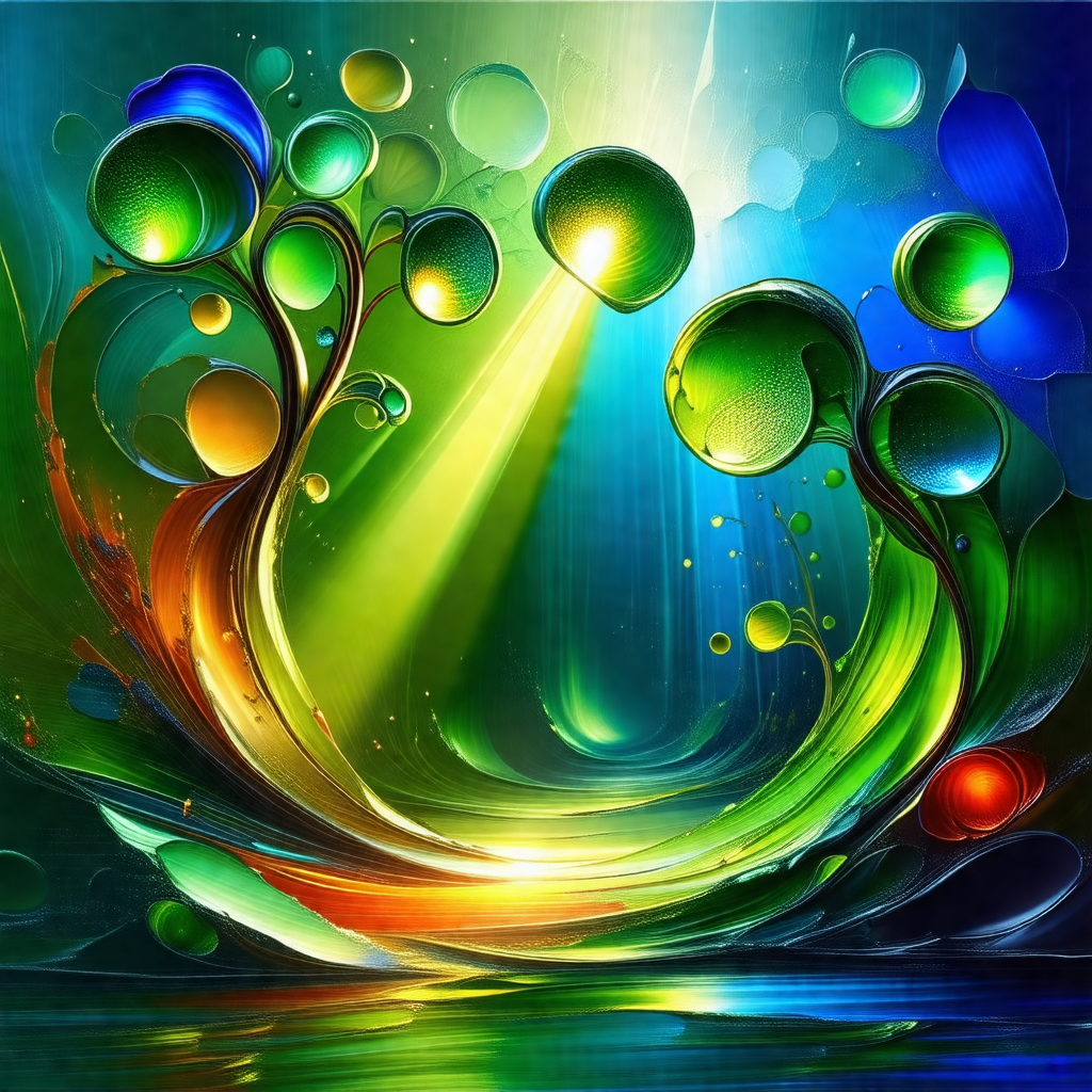 Colorful and vibrant painting of a tree with many differe...