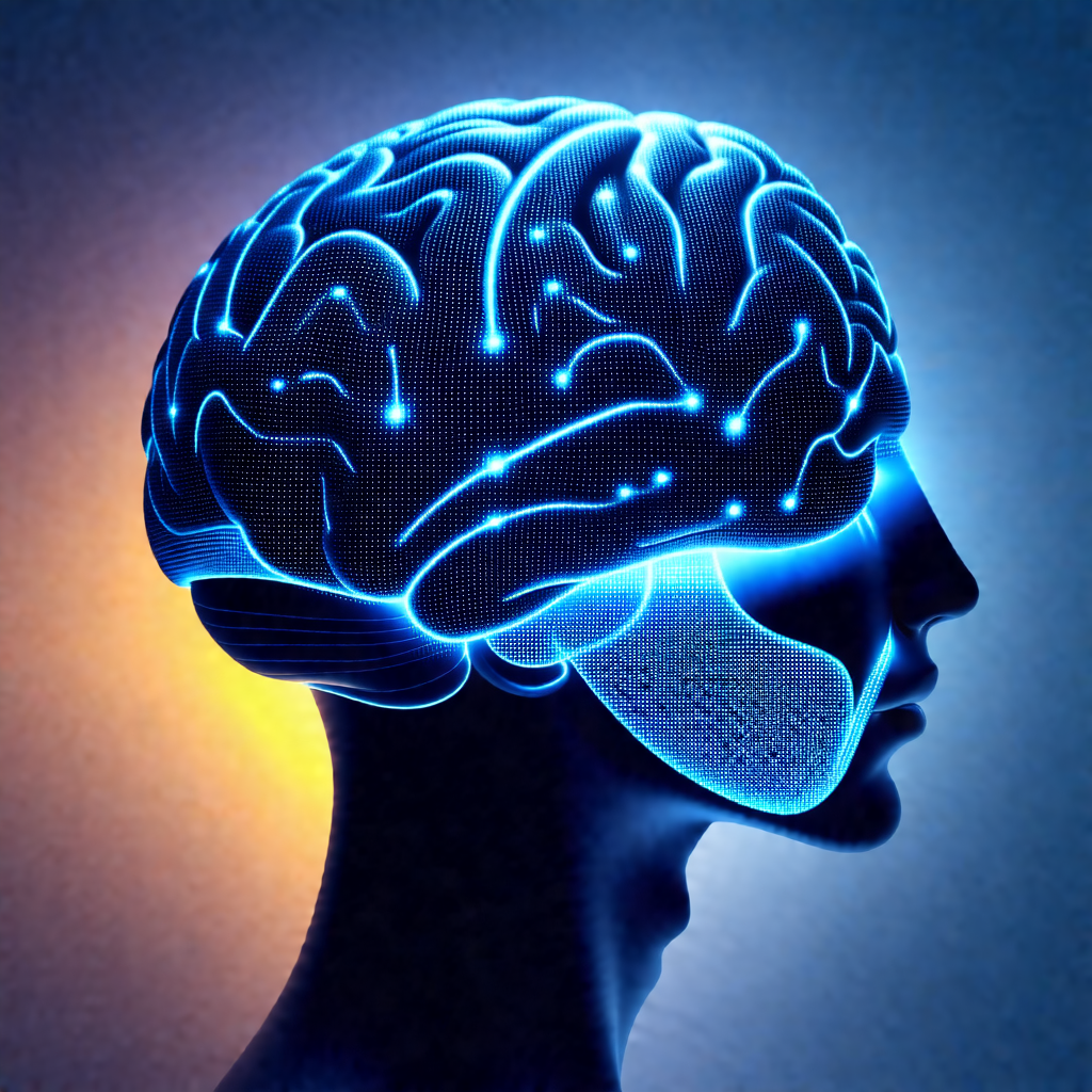 Close-up of a human head, focusing on the brain and the s...