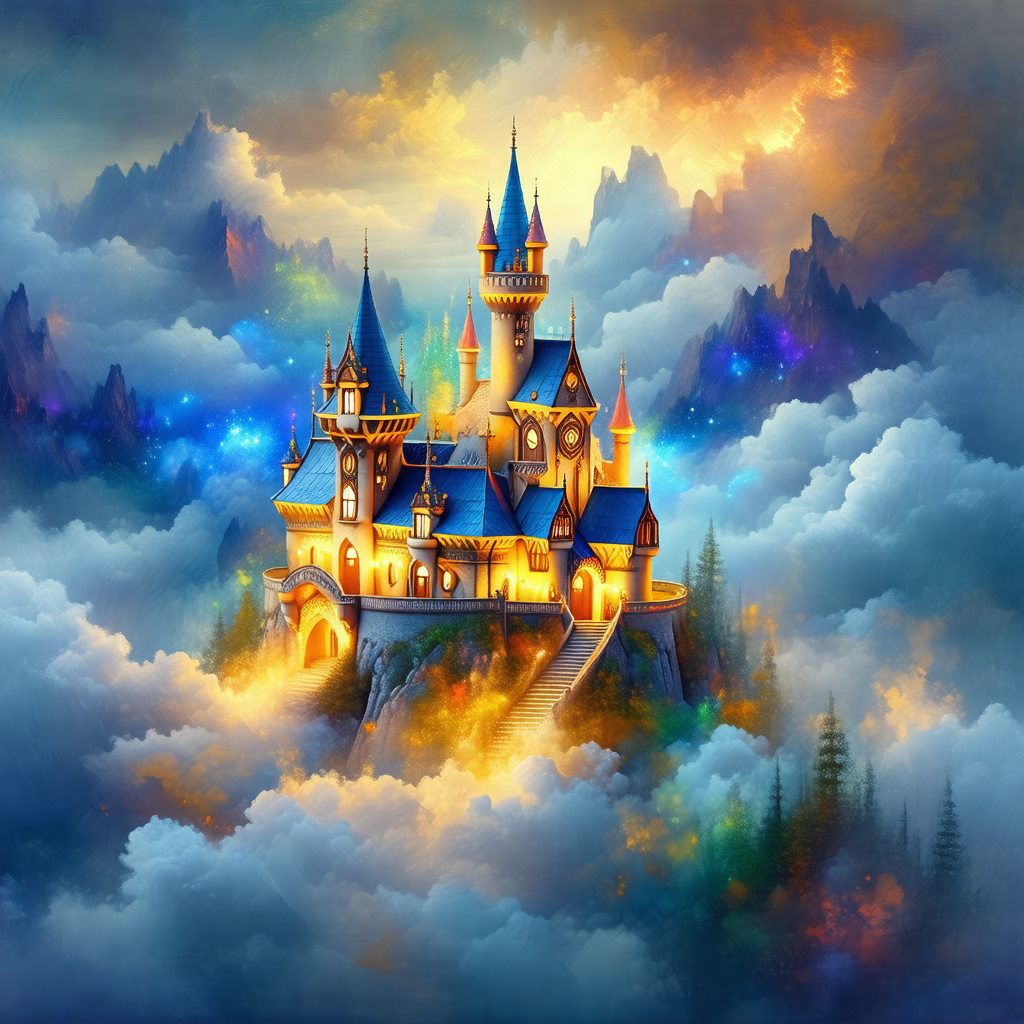 Majestic castle with a tall tower, situated on top of a hill