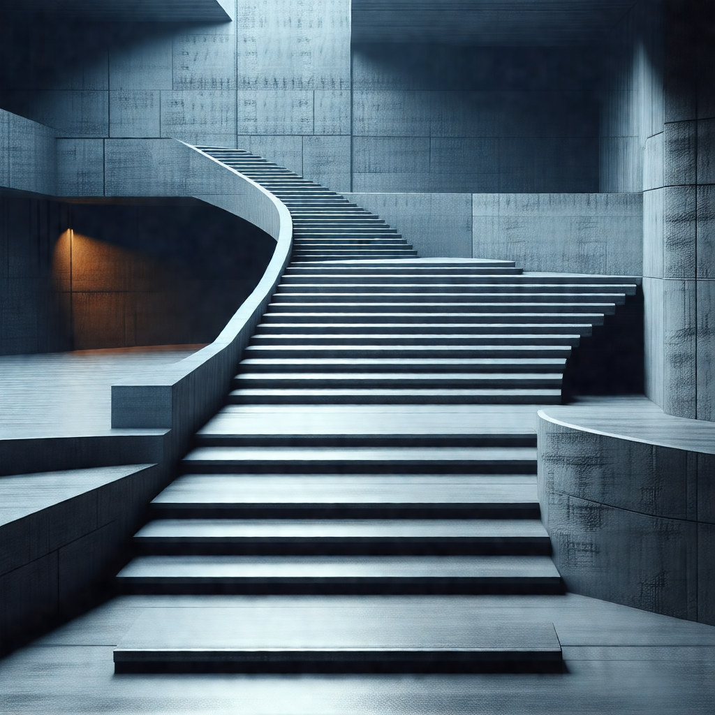 Staircase with a blue tint, giving it a futuristic appear...