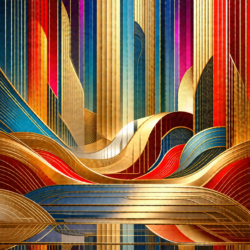 Colorful and intricate artwork featuring a series of inte...