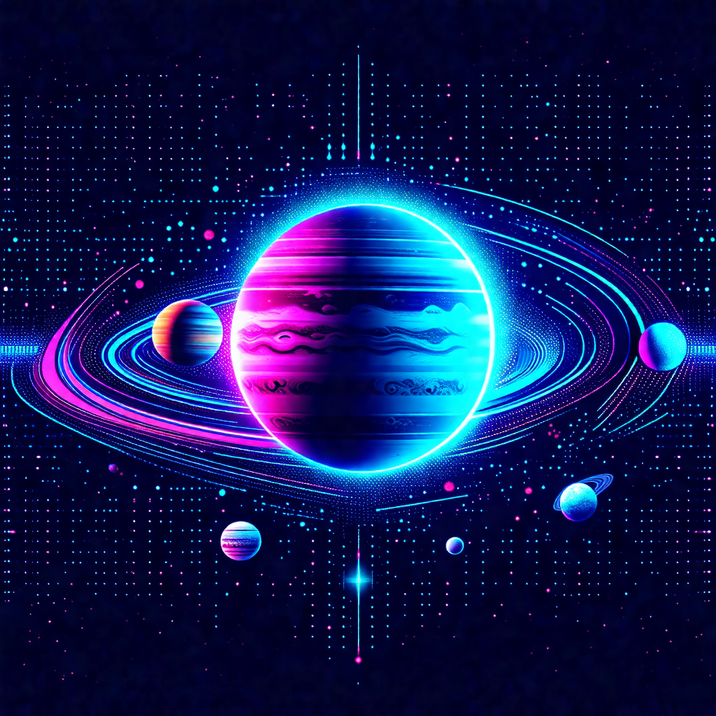 Colorful and detailed illustration of a solar system
