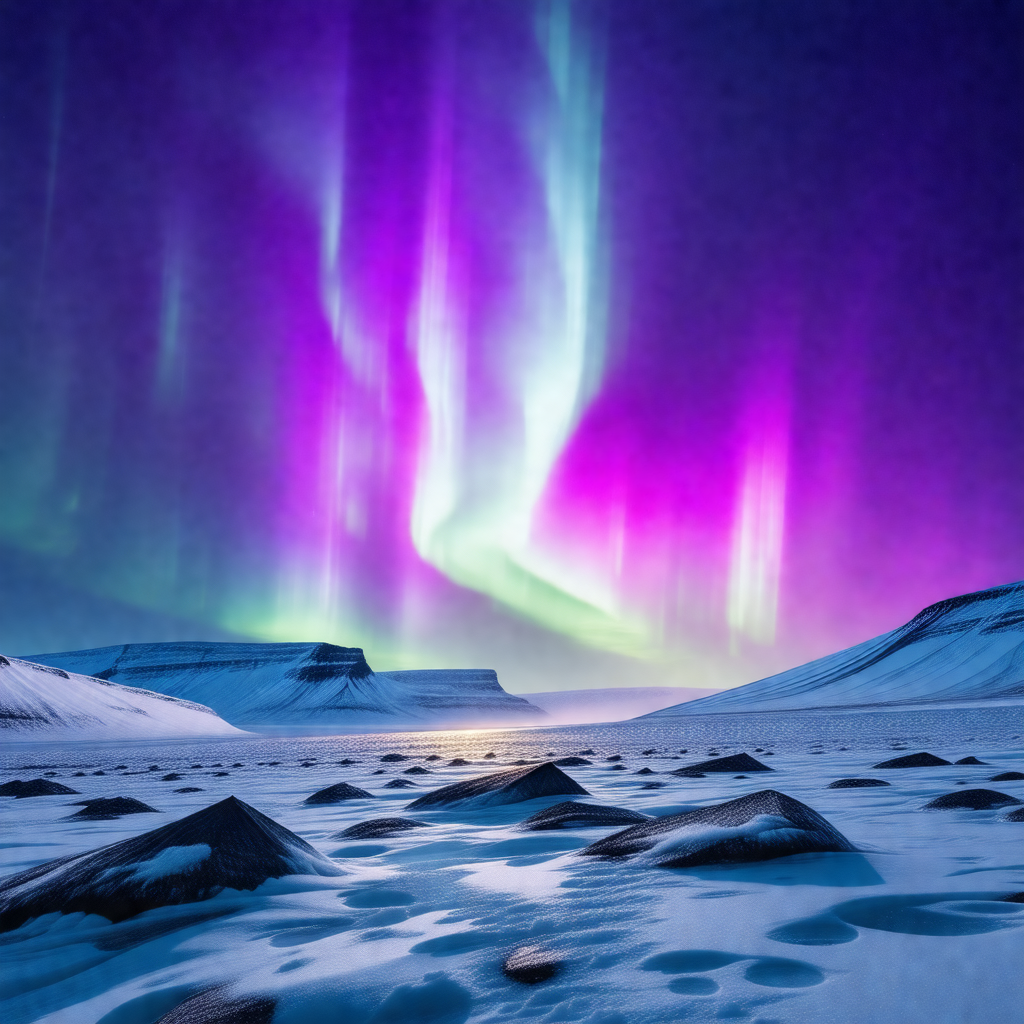 Captures a beautiful night scene with a purple sky filled...