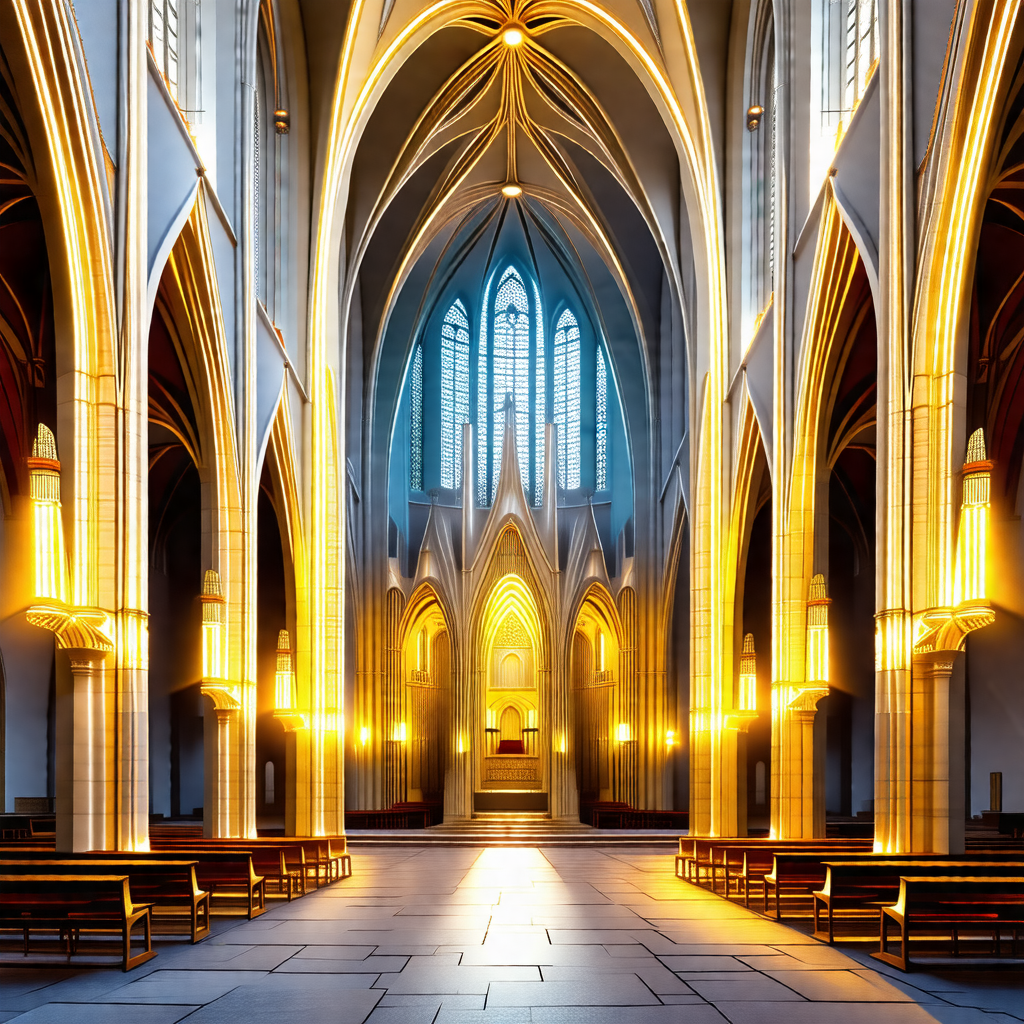 Large, ornate cathedral with a high vaulted ceiling