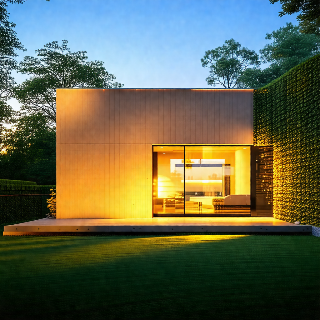 Modern, minimalist house with a large glass wall