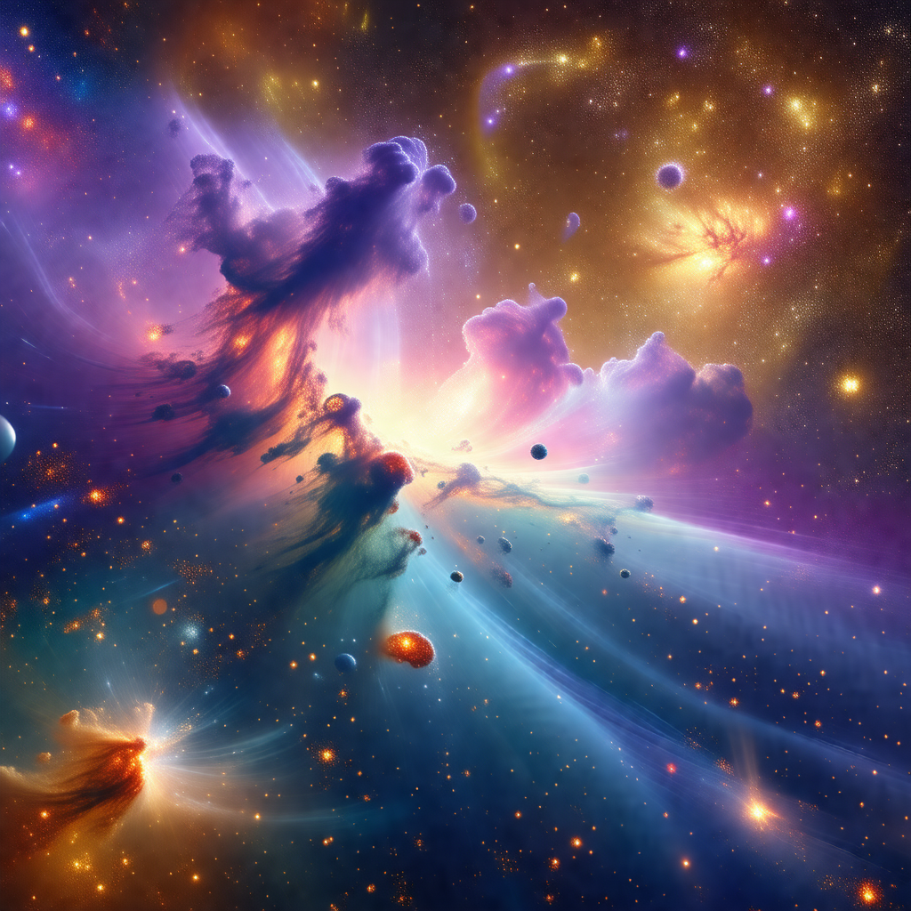 Vibrant and colorful space scene, featuring a purple and ...