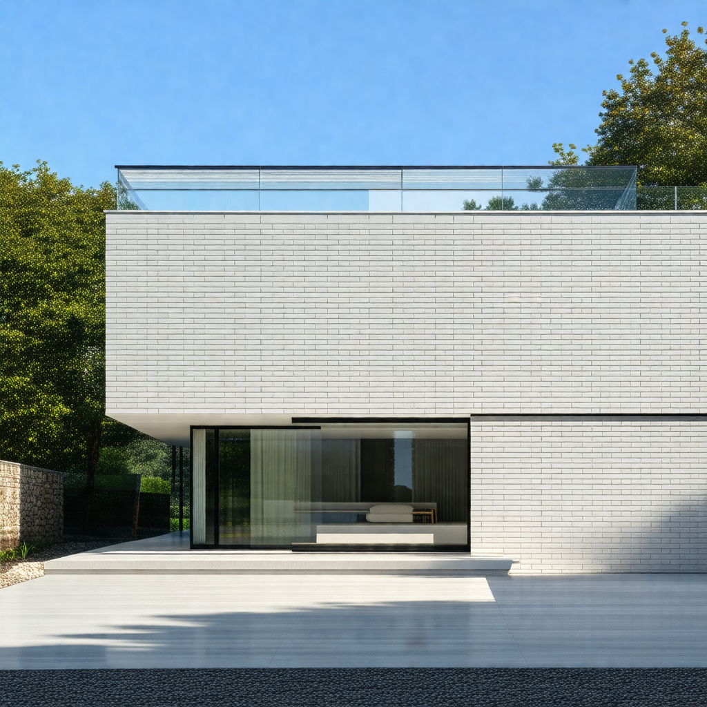 Large, modern-looking house with a large glass wall