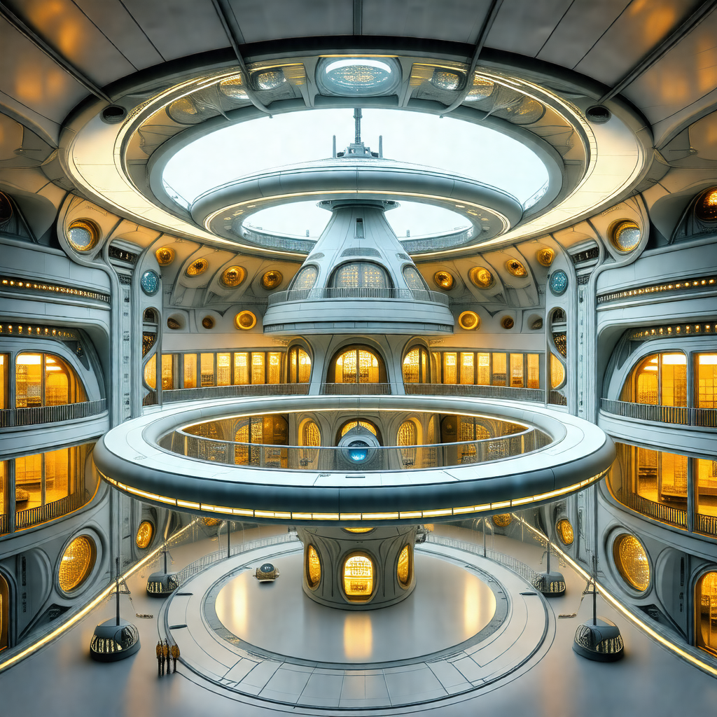 Computer-generated (cgi) drawing of a large, futuristic b...