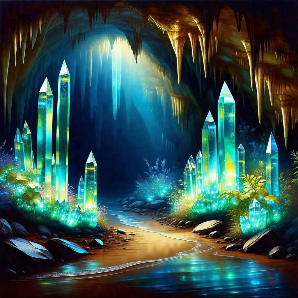 Cave with a river flowing through it