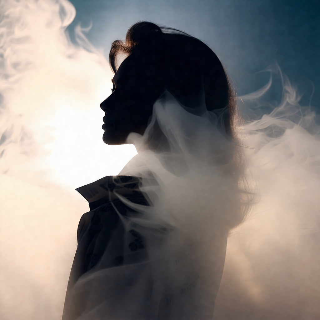 Woman standing in front of a cloudy sky