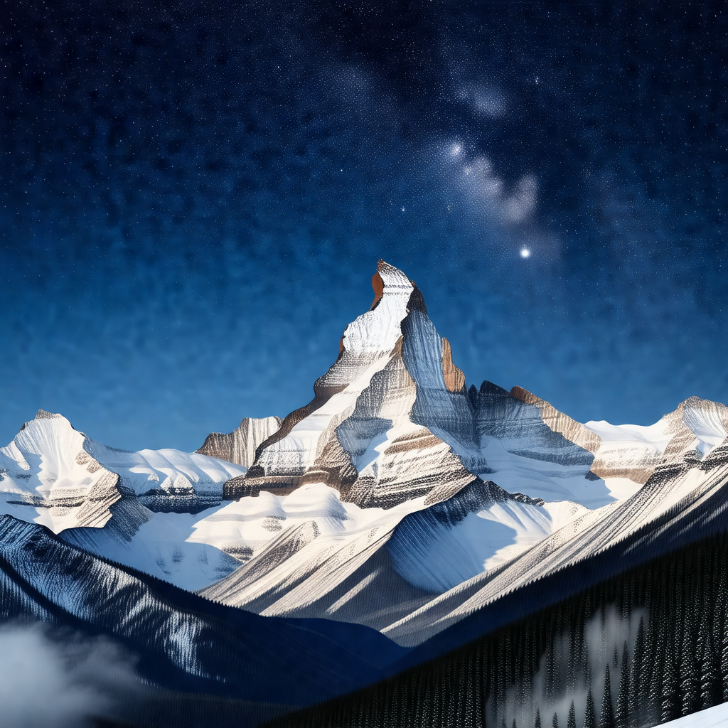 Majestic mountain range with a snow-covered peak