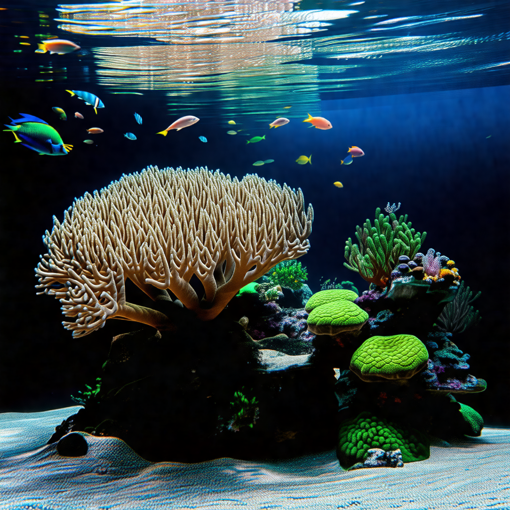 Large aquarium filled with a variety of colorful fish