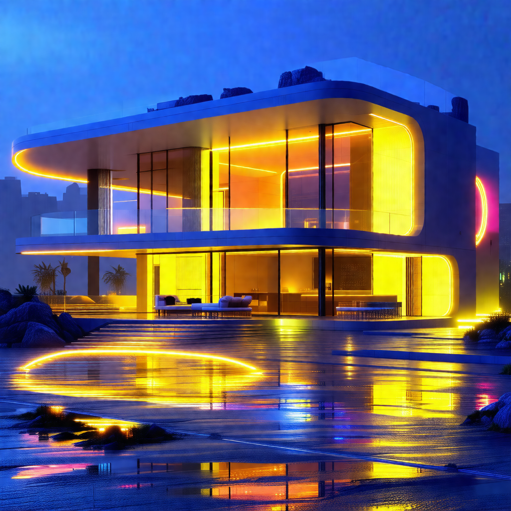 Large, modern-looking house with a unique design