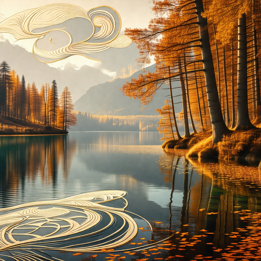 Serene scene of a lake surrounded by trees