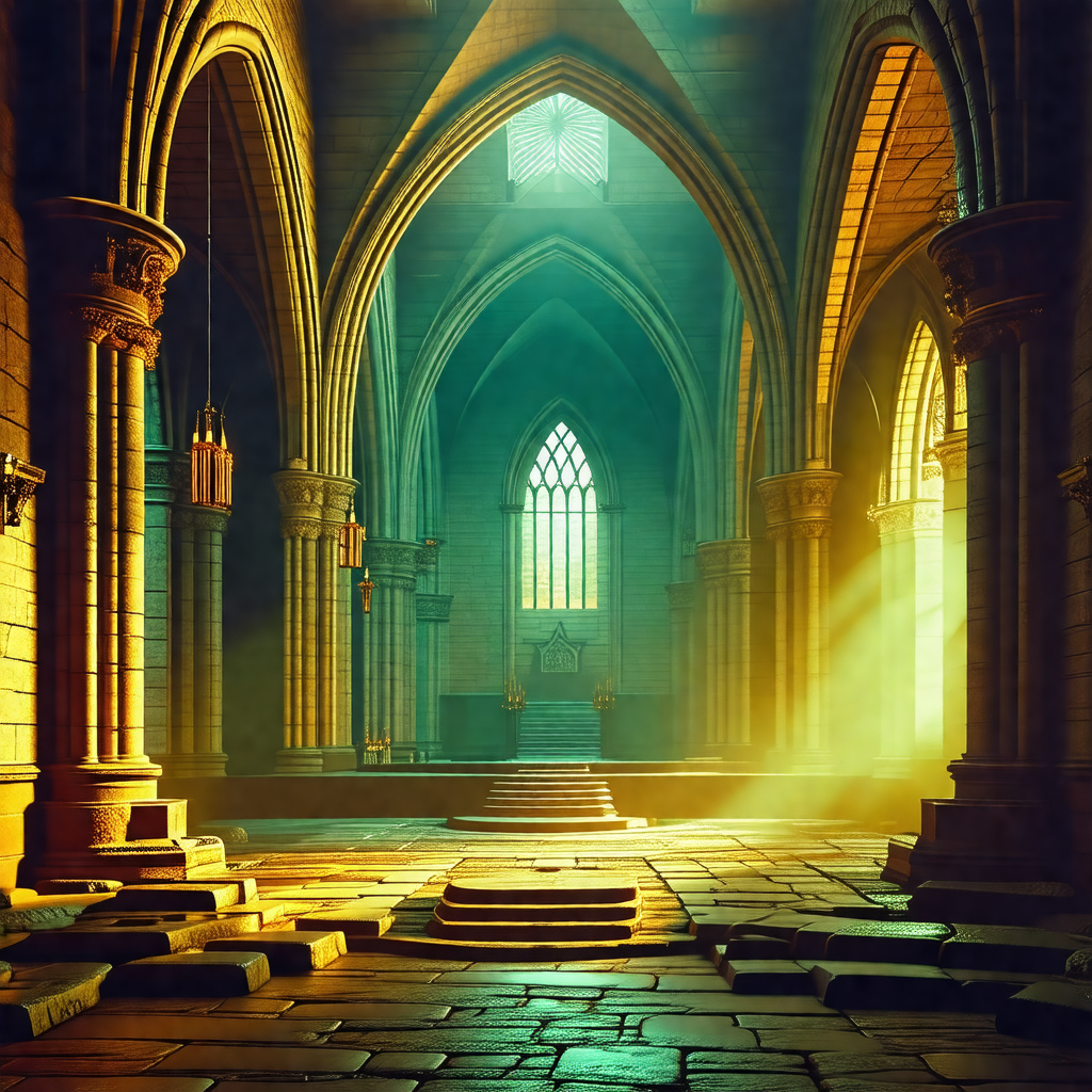 Digital painting of a large cathedral with a beautiful st...