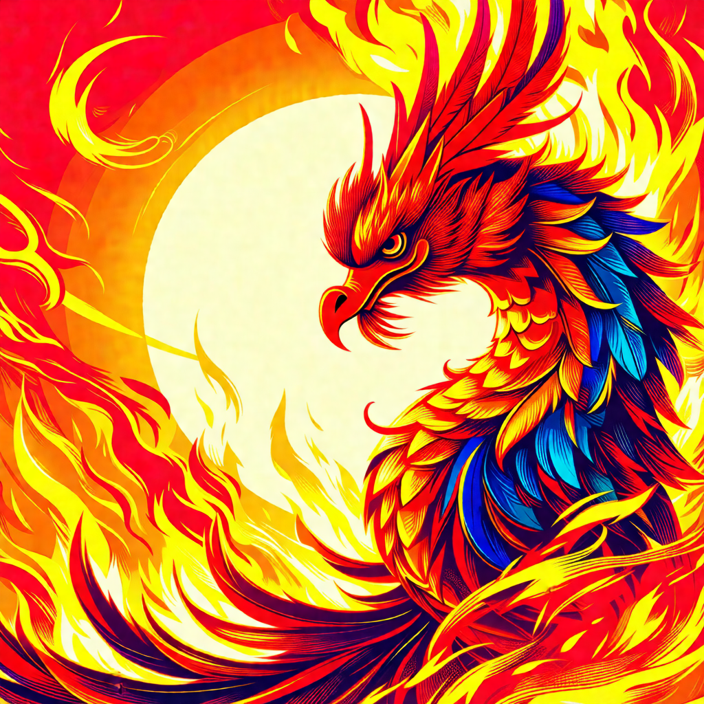 Vibrant and colorful dragon with a long neck and a fiery ...