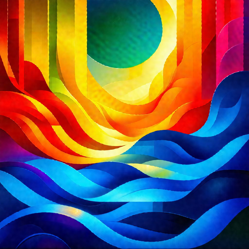Vibrant and colorful painting of a sunset