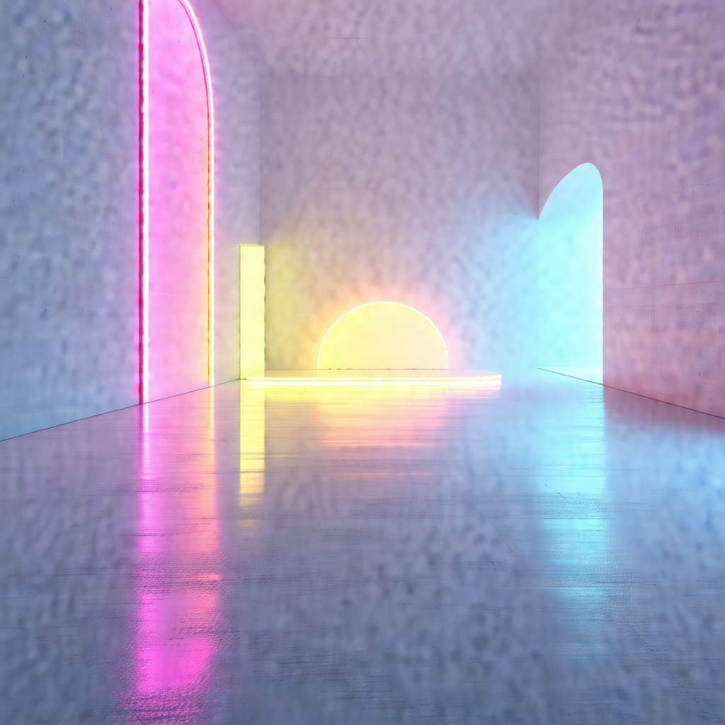 Large, open room with a white floor and walls