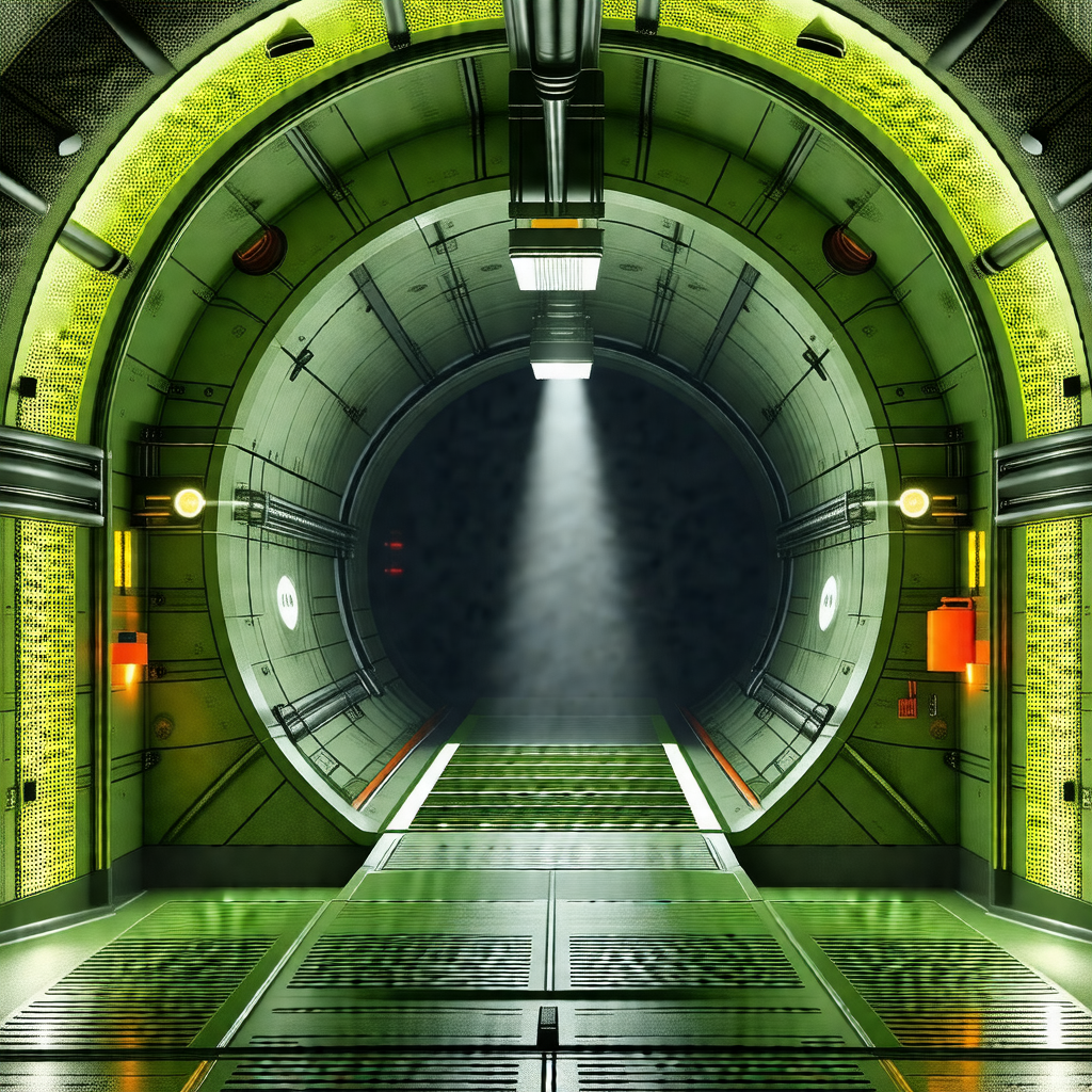 Computer-generated (cgi) scene of a futuristic subway tra...