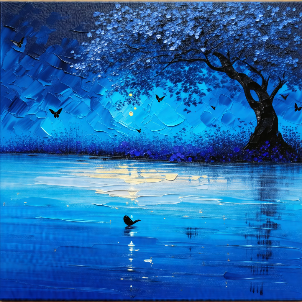 Serene scene of a tree with a blue sky in the background