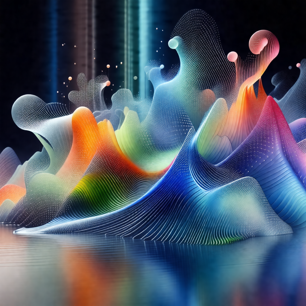 Black and white artistic representation of a colorful mou...