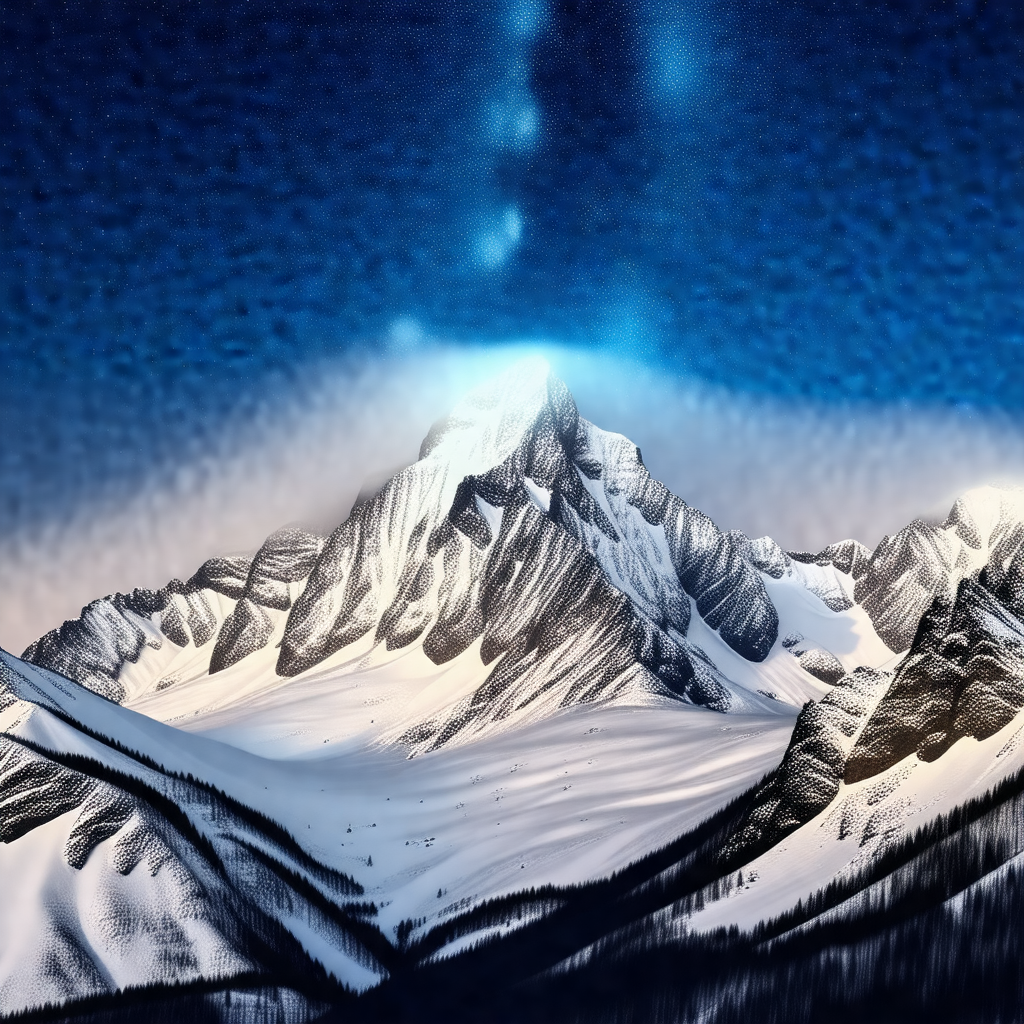 Majestic mountain range with a snow-covered peak