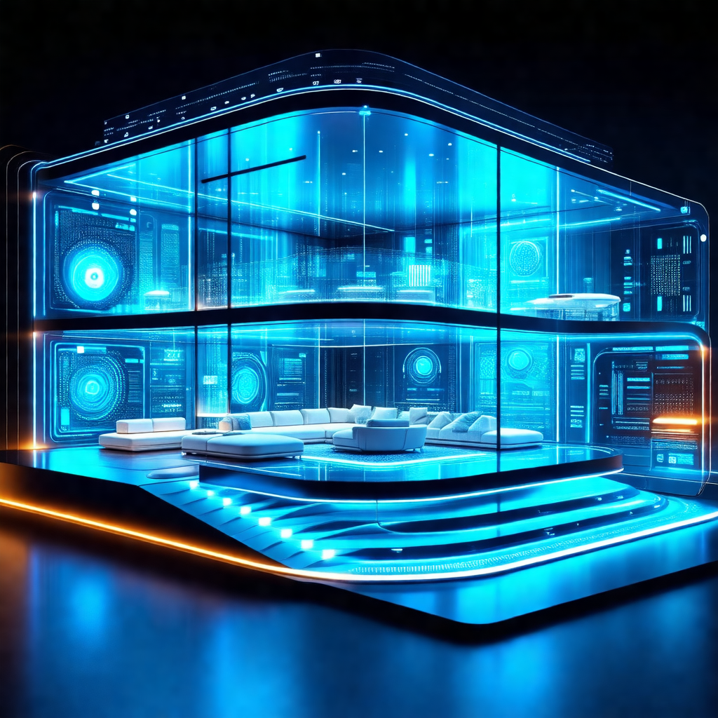 Futuristic living room with a large window that allows fo...