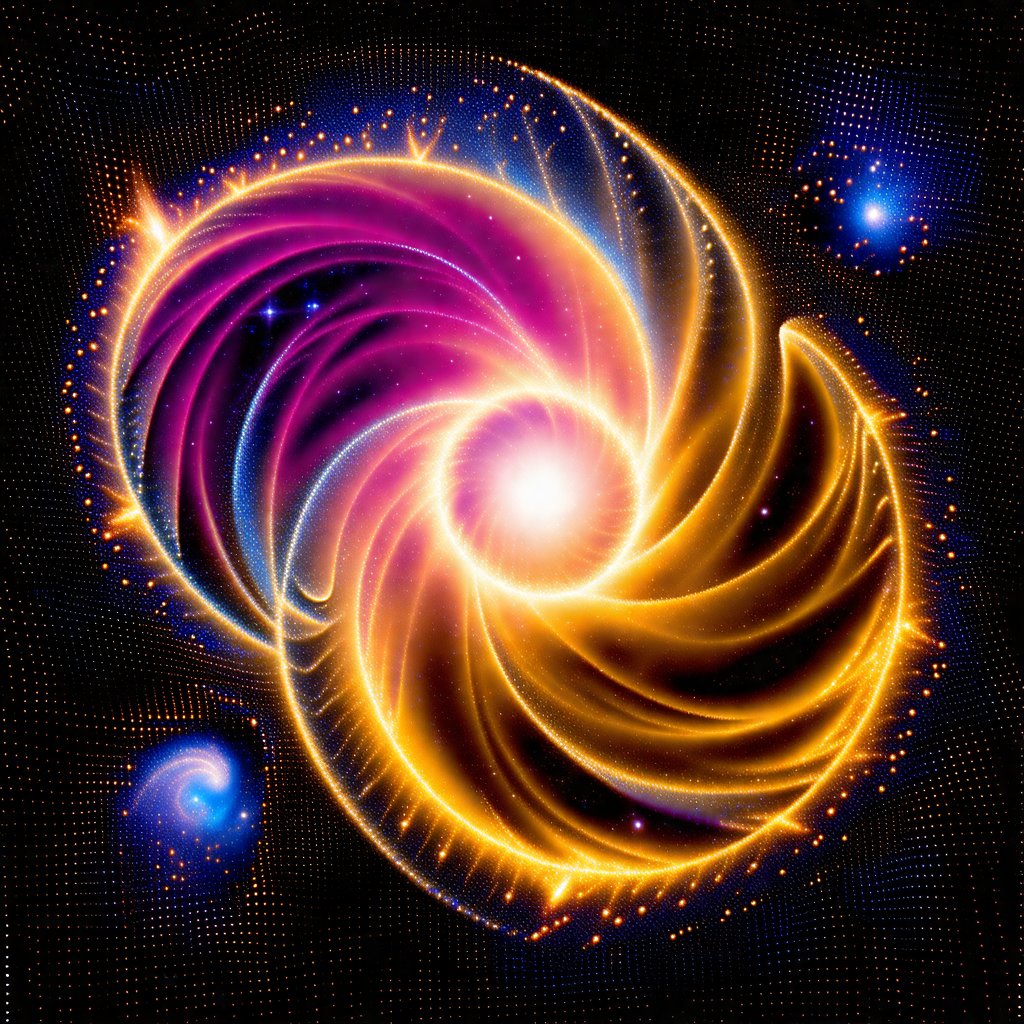 Vibrant and colorful spiral design, likely representing a...