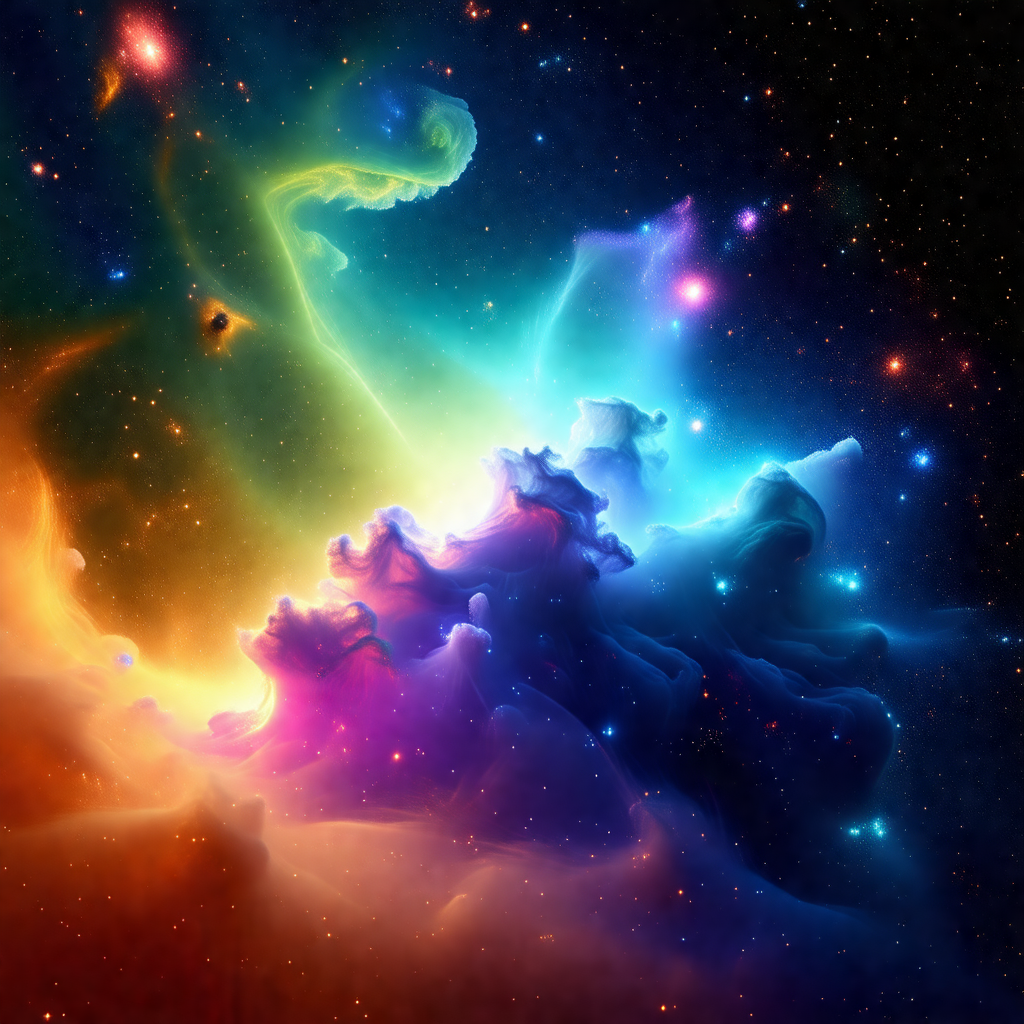 Vibrant and colorful space scene, featuring a swirling, n...