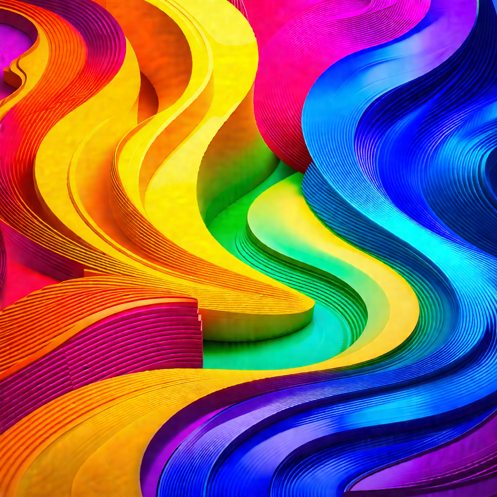 Colorful, swirling pattern made of paper