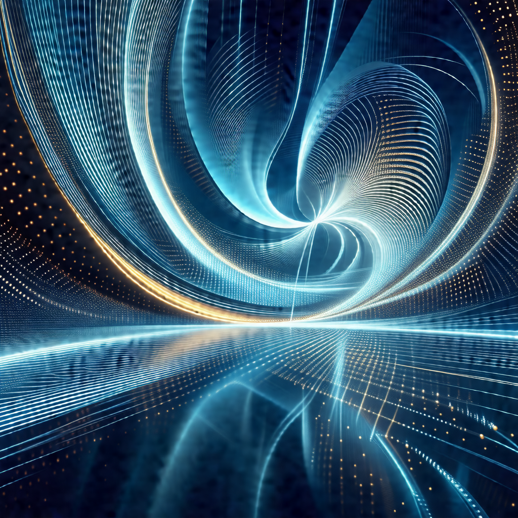 Blue and yellow abstract art piece, featuring a swirling ...