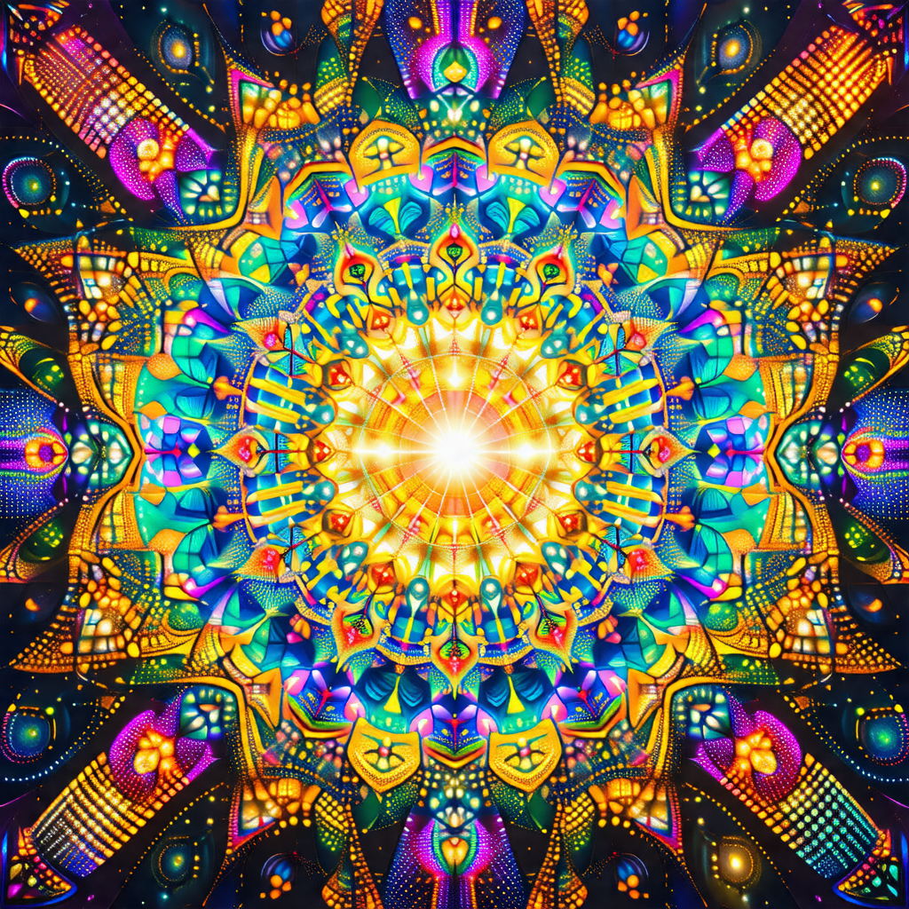 Colorful and intricate design, resembling a mandala or a ...
