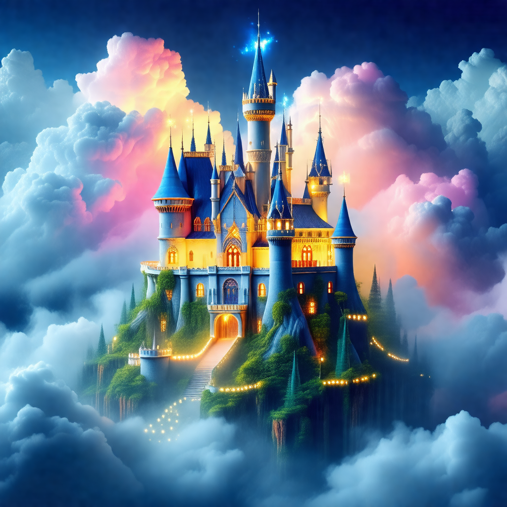 Beautifully drawn castle, complete with turrets and tower...