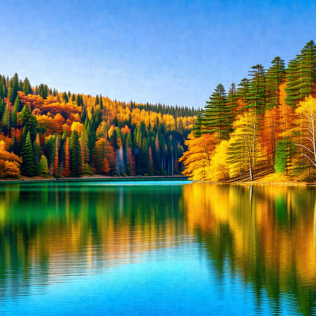 Serene lake surrounded by a forest of trees