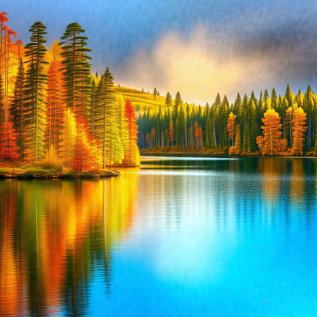 Serene lake surrounded by a forest of trees