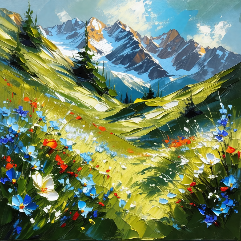 Beautiful landscape with a grassy hillside and a mountain...