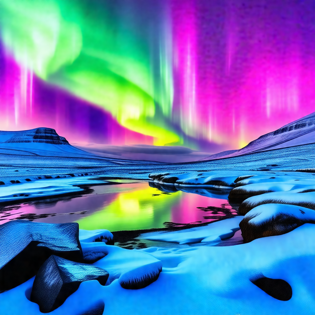Beautiful scene of a frozen lake surrounded by snow-cover...