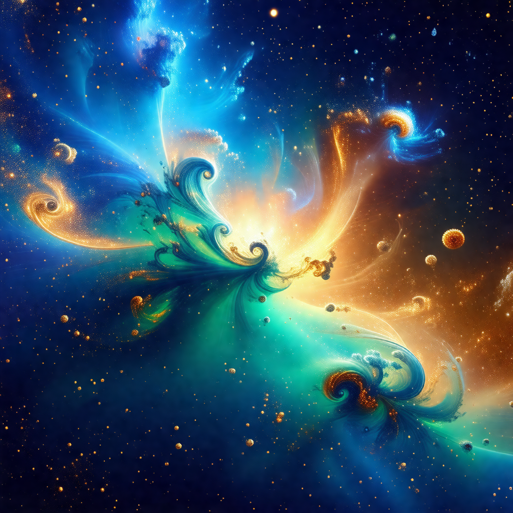 Vibrant and colorful painting of a galaxy, featuring a bl...