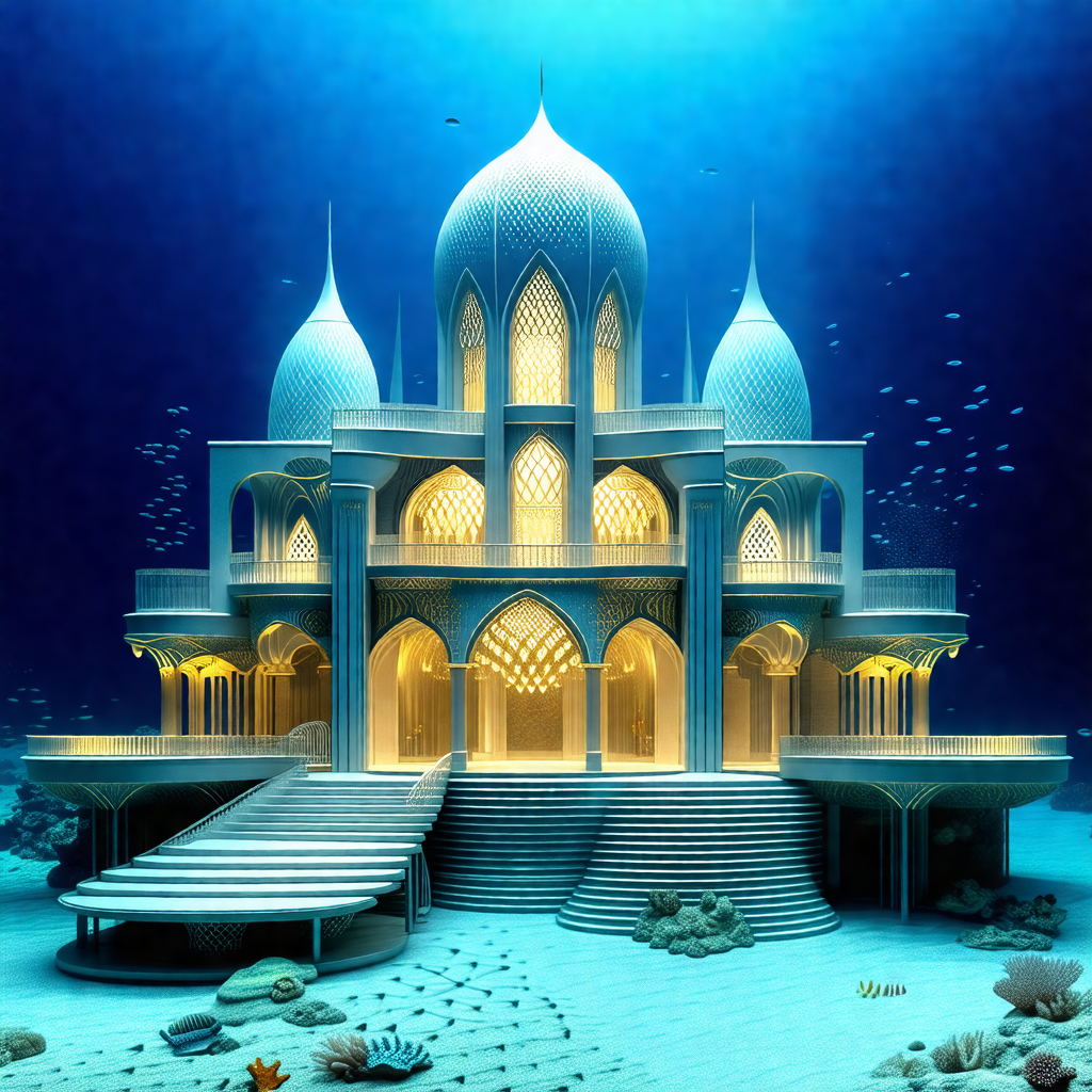 Large, white, and blue palace-like structure, possibly a ...
