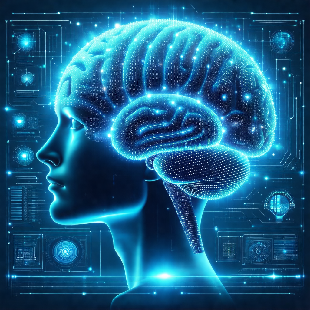 Close-up of a human head, focusing on the brain and the s...