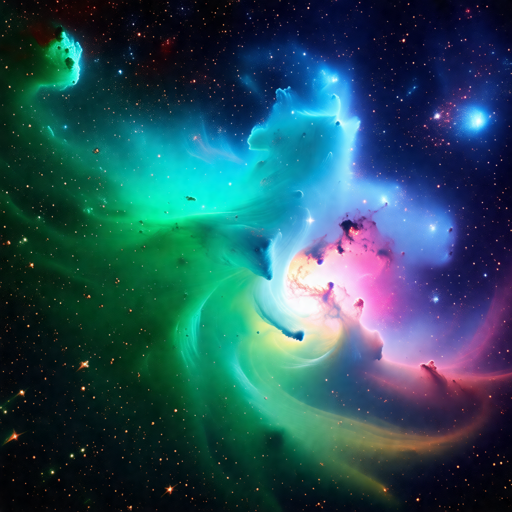 Vibrant and colorful spiral nebula, which is a part of th...