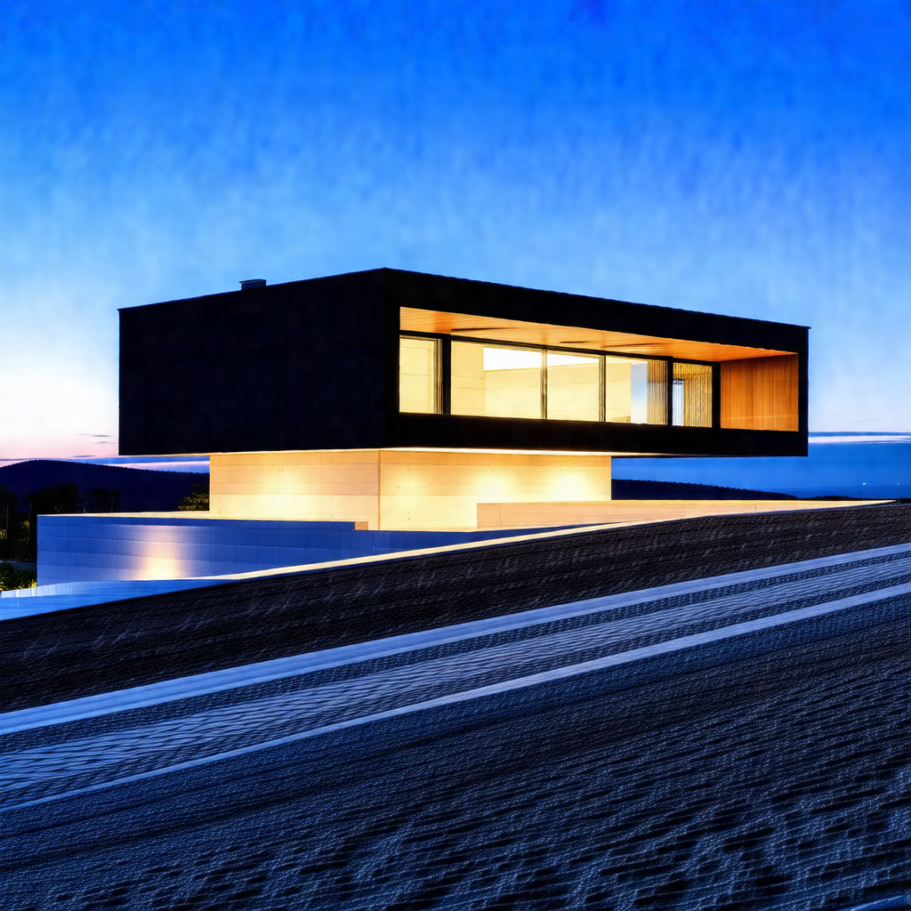 Large, modern-looking house situated on a hillside